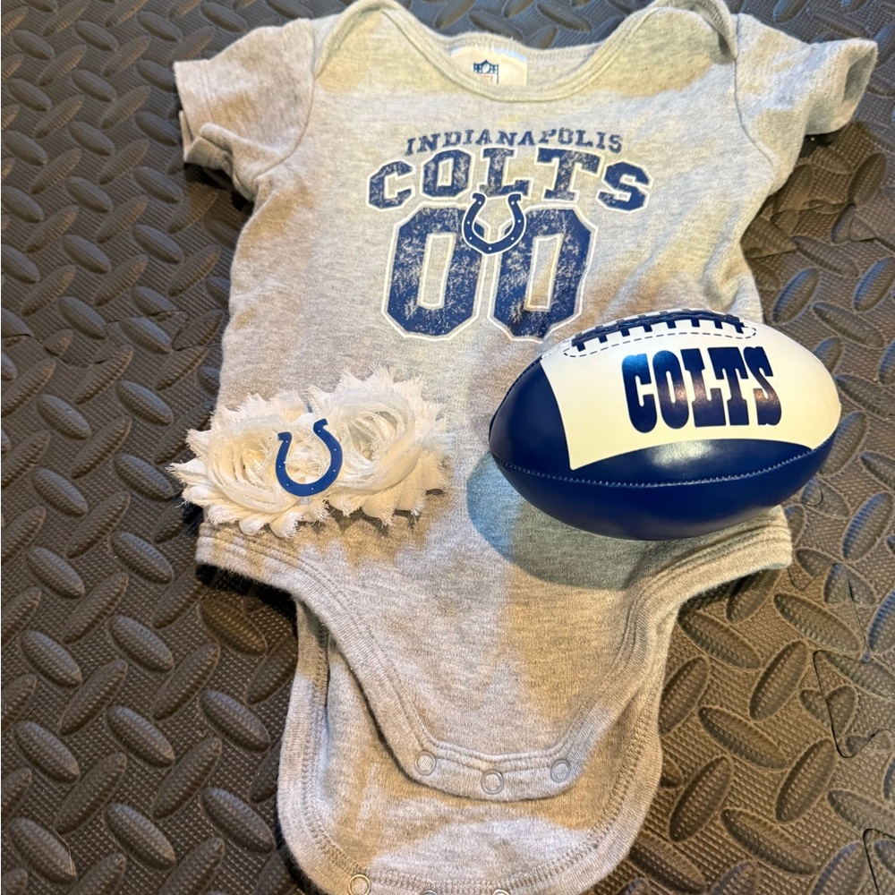 Indianapolis Colts Baby Onesie and Football Set- Size 3-6 months